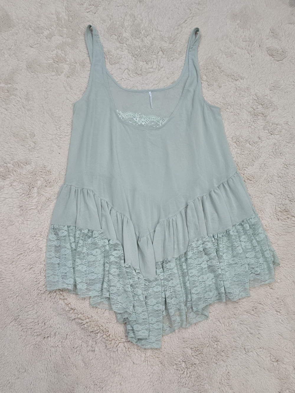 Urban Outfitters Mint Lace-Trim Ruffled Camisole